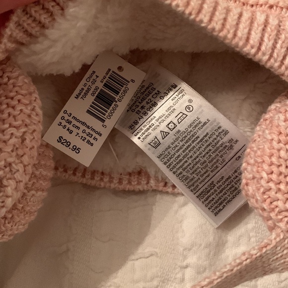 NWT Baby Gap fleece lined pink bear toque - Picture 2 of 5
